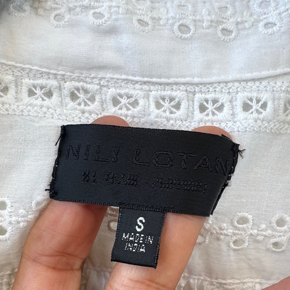 Nili Lotan Chantal White Eyelet Oversized Blouse SZ S - Picture 5 of 8